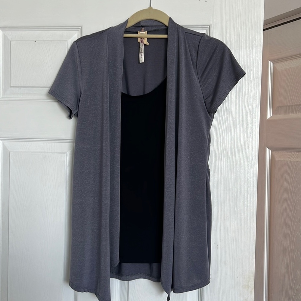 Black and grey two in one blouse